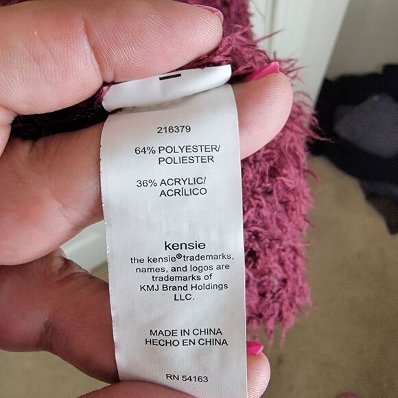 Kensie wine open front eyelash cardigan large - Picture 7 of 9